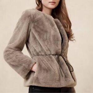 Banana Republic Faux Fur Tie-Waist Jacket